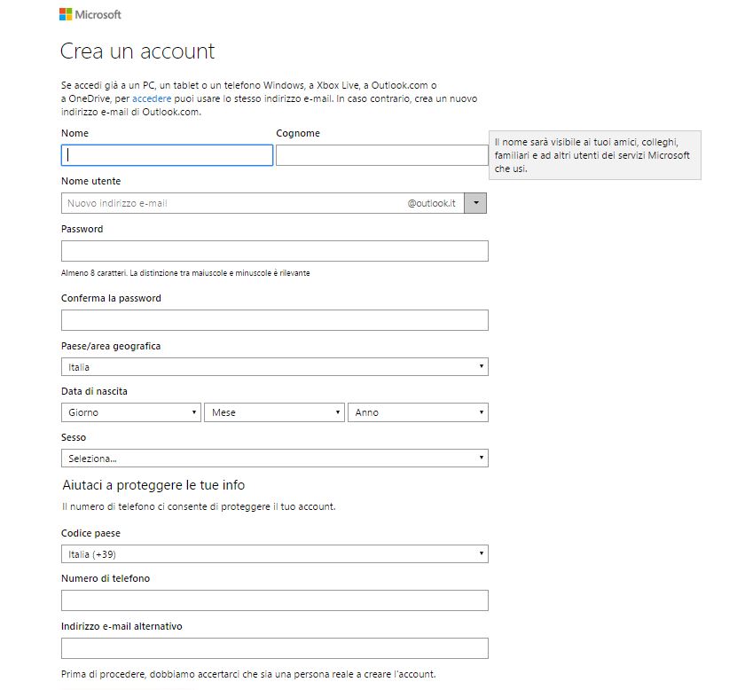 Come creare un Account Outlook 