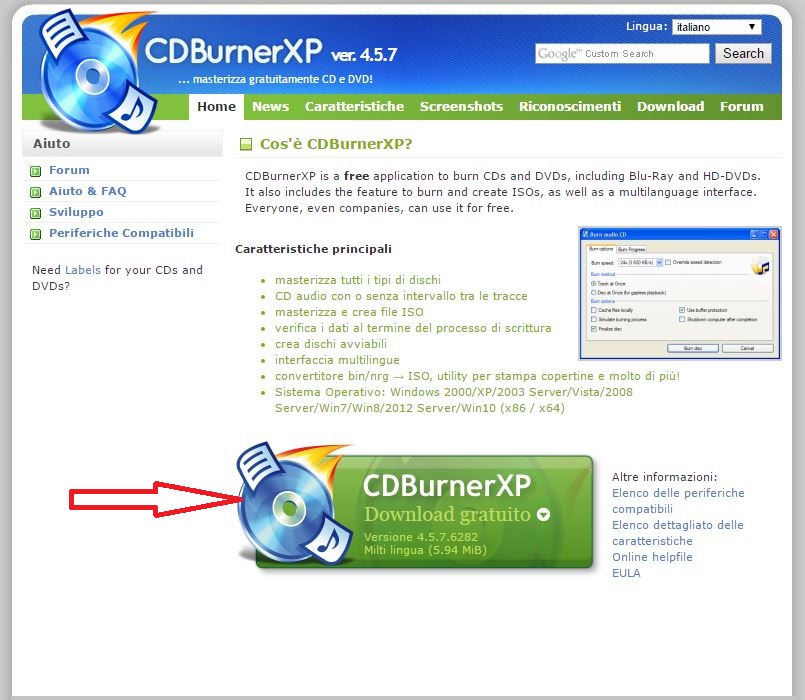 Il migliore masterizzatore gratuito CDBurnerXP