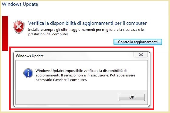 Problema Windows non scarica aggiornamenti