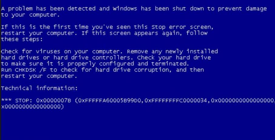 Schermata blu Windows 8.1 