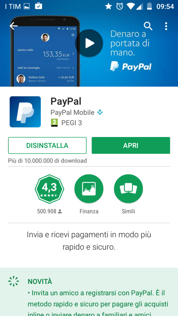 PayPal applicazione mobile