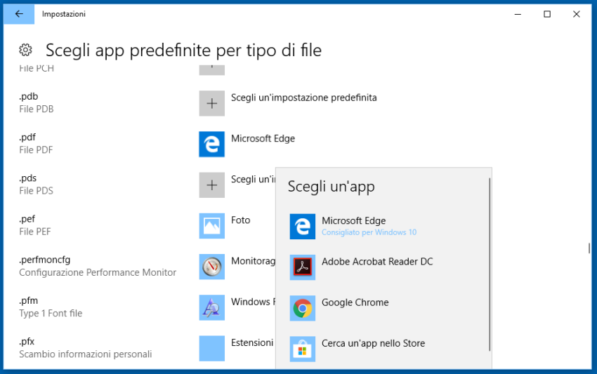  applicazione predefinita Windows 10