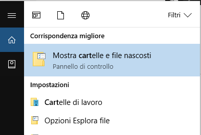 Come mostrare file e cartelle nascoste Windows 10