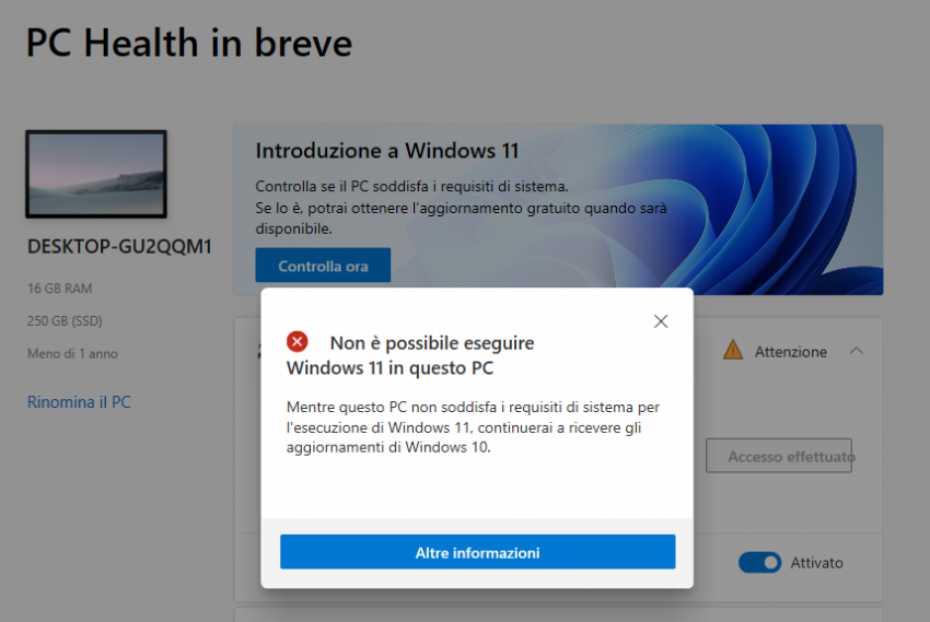 Requisiti per installare Windows 11